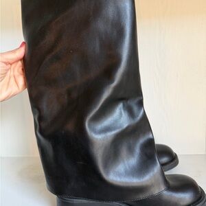 Black Knee-High Leather Boots